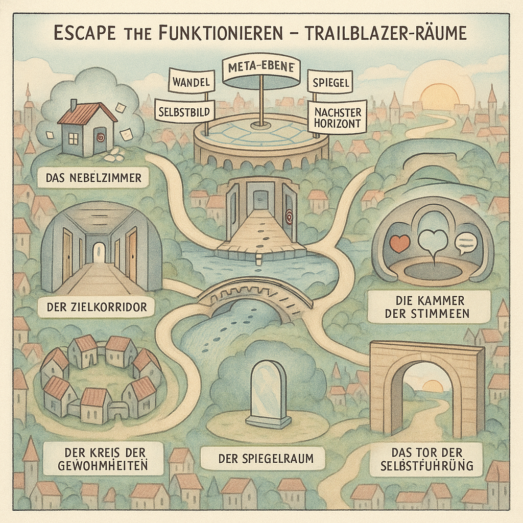 Trail Map – vom Erwachen über 7 Räume zur Meta-Ebene und Community